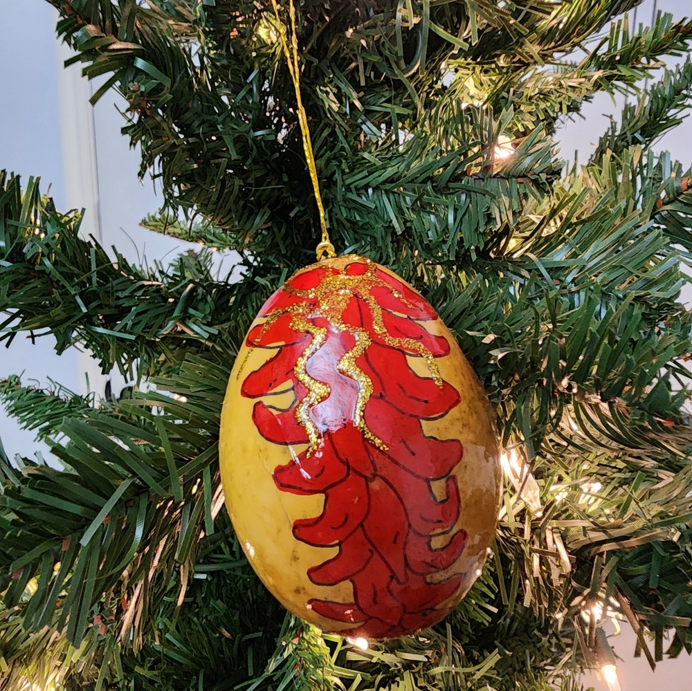 SANDY SHORT HAND-PAINTED GOURD ORNAMENT ORIGINAL CHILI RISTRA